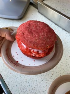 strawberry shortcake cookie covered in red is one of many disney snacks