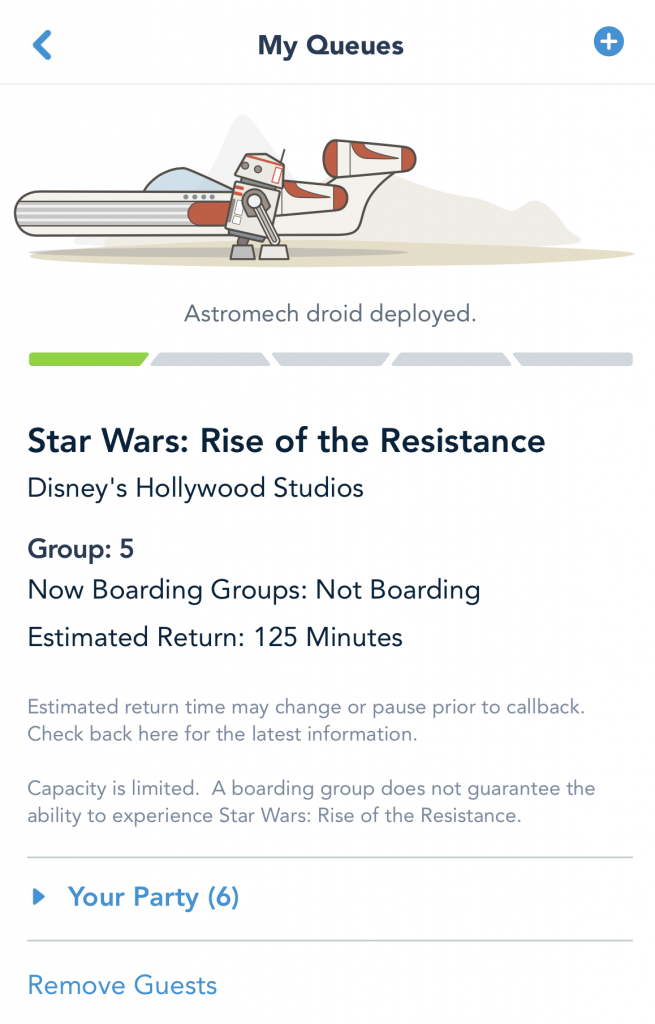 Star Wars: Rise of the Resistance virtual queue screen shot
