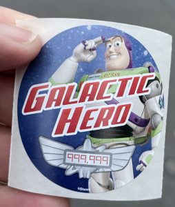 Buzz Lightyear Galactic Hero sticker from disney VIP Tour